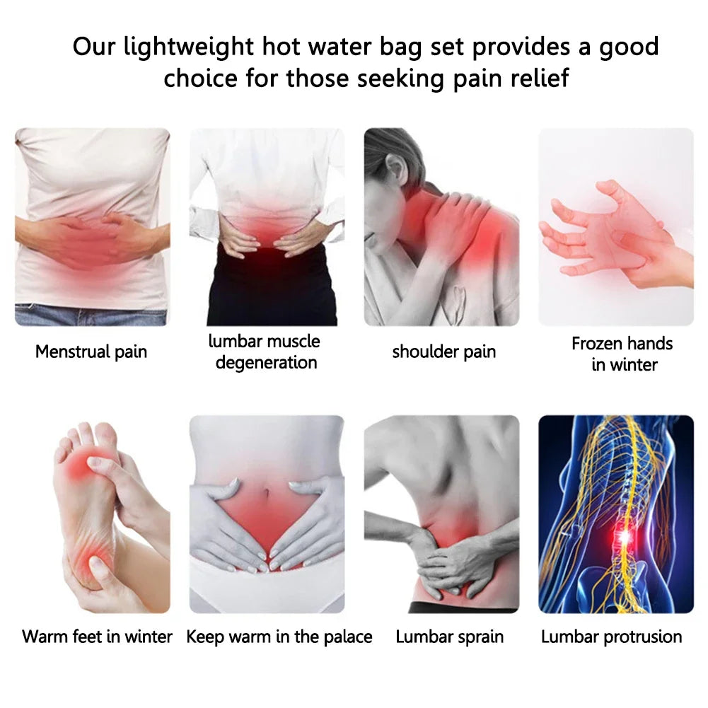 3Pcs Hot Water Bag Waist Cover Belt Stomach Abdominal Warming Band Warm Waist Cover Belt for Neck Hand with Hot Water Bottle Bag