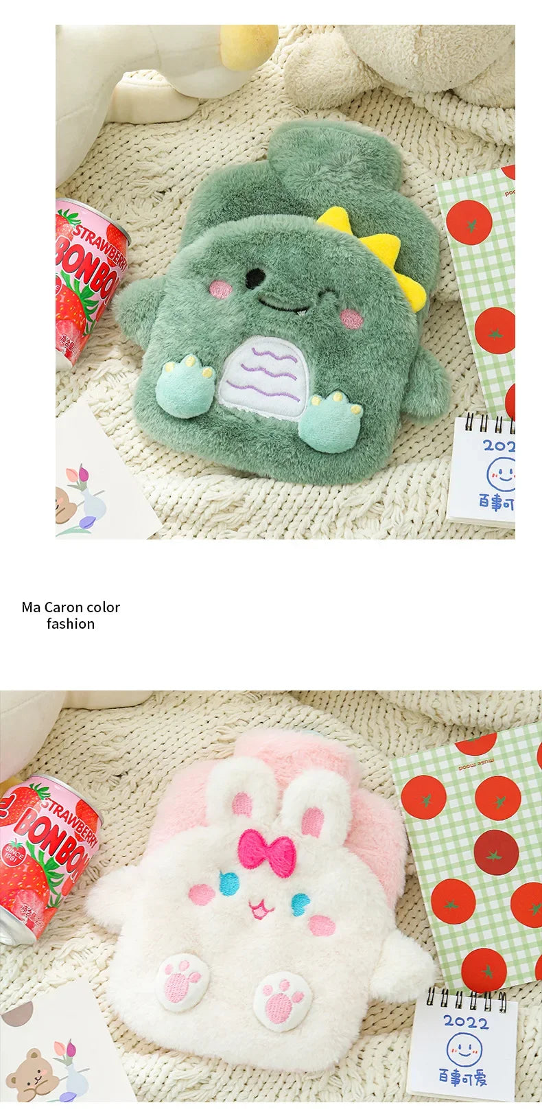 2024 Lovely Cartoon Hand Po Warm Water Bottle 400ml Hot Water Bottles Portable Hand Warmer Girls Pocket Hand Feet Hot Water Bag