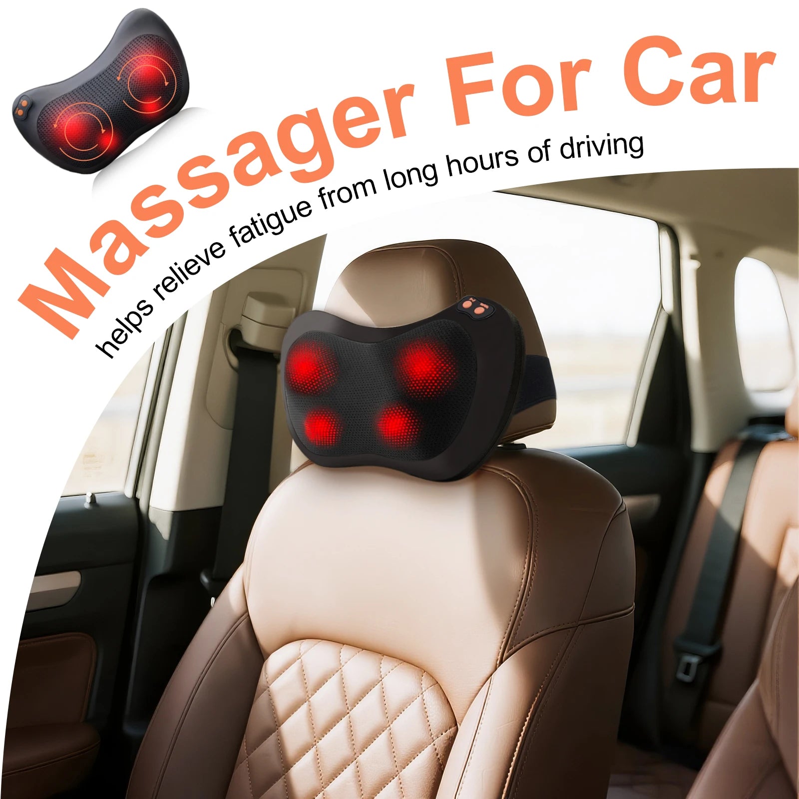 Multi-directional Massager Trapezius Electric Massage Car Home Pillow Waist Neck Shoulder Cervical Shiatsu Kneading Masajeador