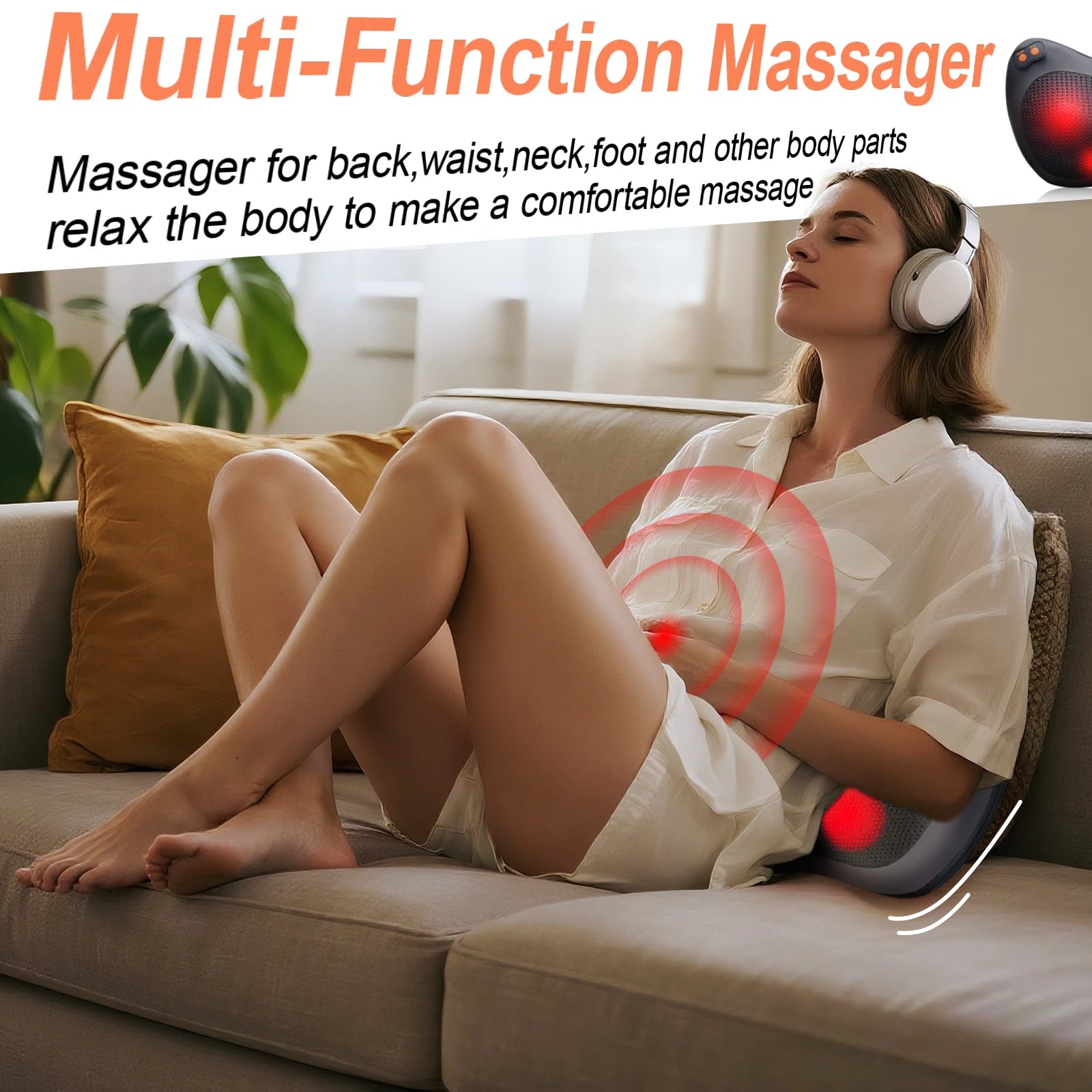 Multi-directional Massager Trapezius Electric Massage Car Home Pillow Waist Neck Shoulder Cervical Shiatsu Kneading Masajeador